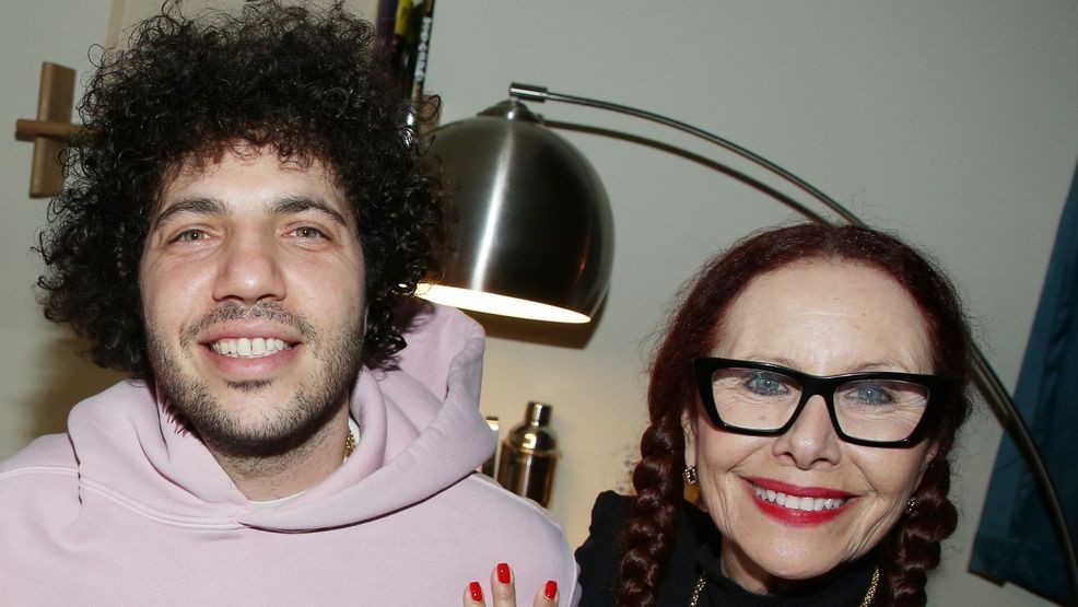 NEW YORK, NEW YORK - APRIL 19: Benny Blanco and mom Sandra Beth Levin pose backstage at the new play "The Picture of Dorian Gray" on Broadway at The Music Box Theatre on April 19, 2025 in New York City.  (Photo by Bruce Glikas/WireImage)