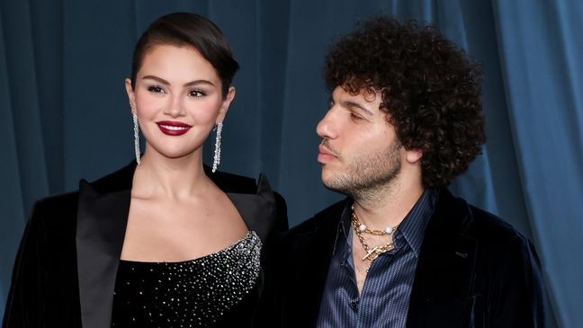 LOS ANGELES, CALIFORNIA - OCTOBER 18: (L-R) Selena Gomezand Benny Blanco attend the 5th Annual Academy Museum Gala at the Academy Museum of Motion Pictures on October 18, 2025 in Los Angeles, California. (Photo by Amy Sussman/Getty Images)