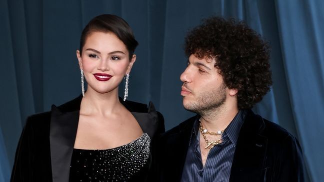LOS ANGELES, CALIFORNIA - OCTOBER 18: (L-R) Selena Gomezand Benny Blanco attend the 5th Annual Academy Museum Gala at the Academy Museum of Motion Pictures on October 18, 2025 in Los Angeles, California. (Photo by Amy Sussman/Getty Images)