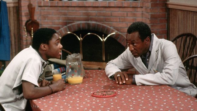 Bill Cosby acts with Malcolm Jamal Warner in a scene from the "Cosby Show." (Photo by Jacques M. Chenet/CORBIS/Corbis via Getty Images)