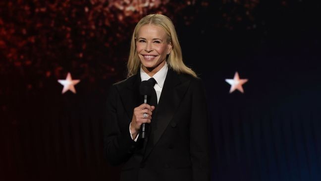 SANTA MONICA, CALIFORNIA - JANUARY 04: Host Chelsea Handler speaks onstage during the 31st Annual Critics Choice Awards at Barker Hangar on January 04, 2026 in Santa Monica, California. (Photo by Kevin Winter/Getty Images for Critics Choice Association)