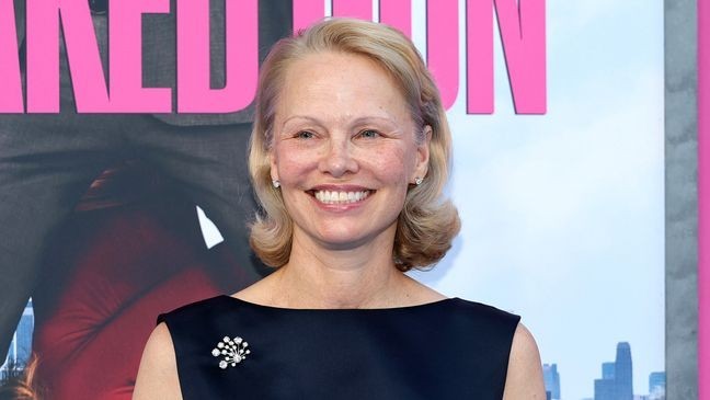 NEW YORK, NEW YORK - JULY 28: Pamela Anderson attends "The Naked Gun" New York premiere on July 28, 2025 in New York City. (Photo by Dia Dipasupil/Getty Images)