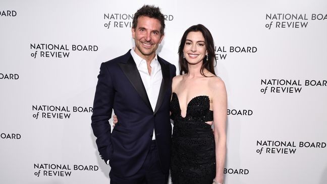 NEW YORK, NEW YORK - JANUARY 11: (L-R) Bradley Cooper and Anne Hathaway attend the National Board Of Review 2024 Awards Gala at Cipriani 42nd Street on January 11, 2024 in New York City. (Photo by Jamie McCarthy/Getty Images for National Board of Review)
