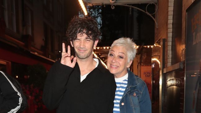 Matty Healy and mom Denise Welch are seen at J Sheekey on July 05, 2023 in London, England. (Photo by Justin Palmer/GC Images)