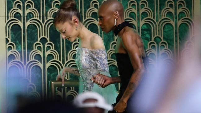 SINGAPORE, SINGAPORE - NOVEMBER 13: Ariana Grande and Cynthia Erivo attend the "Wicked: For Good" Asia-Pacific Premiere at Universal Studio Singapore on November 13, 2025 in Singapore. (Photo by Suhaimi Abdullah/Getty Images)