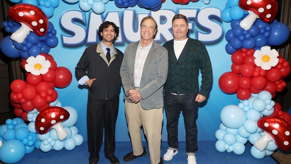 Image for story: John Goodman, Nick Offerman, and Xolo Maridueña share hometown dishes for a 'Smurfs' party