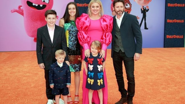 LOS ANGELES, CALIFORNIA - APRIL 27: (L-R) Seth Blackstock, Remington Alexander Blackstock, Savannah Blackstock, Kelly Clarkson, River Rose Blackstock, and Brandon Blackstock attend STX Films World Premiere of "UglyDolls" at Regal Cinemas L.A. Live on April 27, 2019 in Los Angeles, California. (Photo by Rich Fury/Getty Images)
