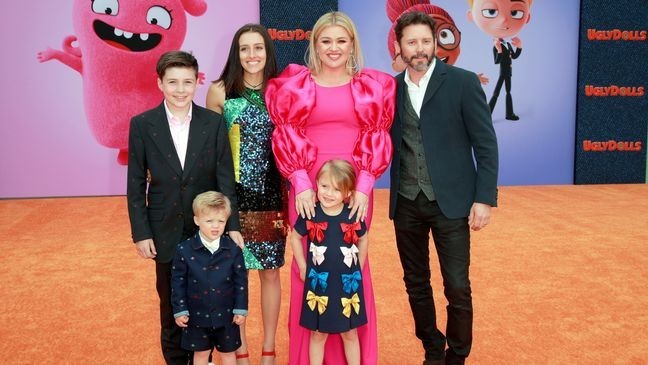LOS ANGELES, CALIFORNIA - APRIL 27: (L-R) Seth Blackstock, Remington Alexander Blackstock, Savannah Blackstock, Kelly Clarkson, River Rose Blackstock, and Brandon Blackstock attend STX Films World Premiere of "UglyDolls" at Regal Cinemas L.A. Live on April 27, 2019 in Los Angeles, California. (Photo by Rich Fury/Getty Images)
