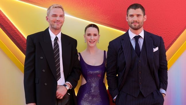 HOLLYWOOD, CALIFORNIA - JULY 07: (L-R) Nicholas Hoult, Rachel Brosnahan and David Corenswet attend the Los Angeles Premiere of Warner Bros. "Superman" at TCL Chinese Theatre on July 07, 2025 in Hollywood, California. (Photo by Maya Dehlin Spach/Getty Images)
