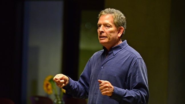 BEVERLY HILLS, CALIFORNIA - SEPTEMBER 07: Writer/director David Zucker speaks at a live reading of the classic comedy "Airplane!" for Treepeople at Coldwater Canyon Park on September 07, 2019 in Beverly Hills, California. (Photo by Michael Tullberg/Getty Images)