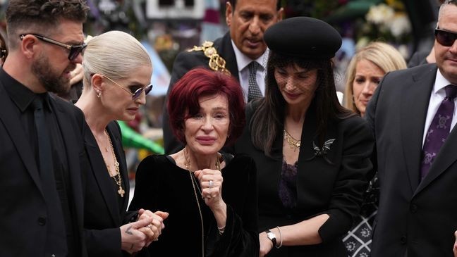 BIRMINGHAM, UNITED KINGDOM - JULY 30: The wife of Ozzy Osborne Sharon Osbourne mourns during the funeral ceremony of Ozzy Osbourne in Birmingham on 30 July 2025. Ozzy Osbourne, the iconic front man of Black Sabbath and one of the most influential British figures in heavy metal music, has died at the age of 76. (Photo by Loannis Alexopoulos/Anadolu via Getty Images)