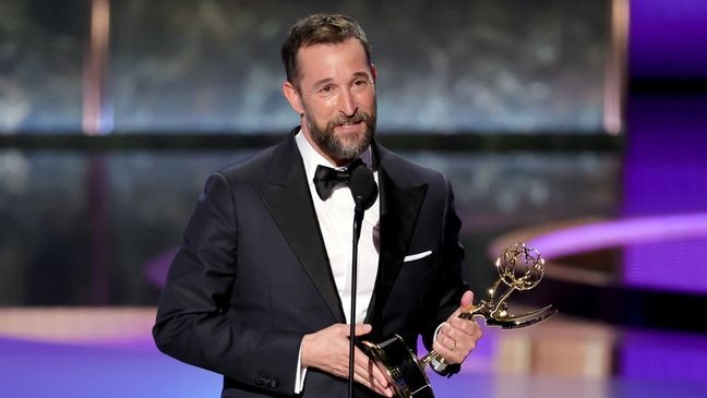 LOS ANGELES, CALIFORNIA - SEPTEMBER 14: Noah Wyle accepts the Outstanding Lead Actor in a Drama Series award for "The Pitt" onstage during the 77th Primetime Emmy Awards at Peacock Theater on September 14, 2025 in Los Angeles, California.  (Photo by Kevin Winter/Getty Images)