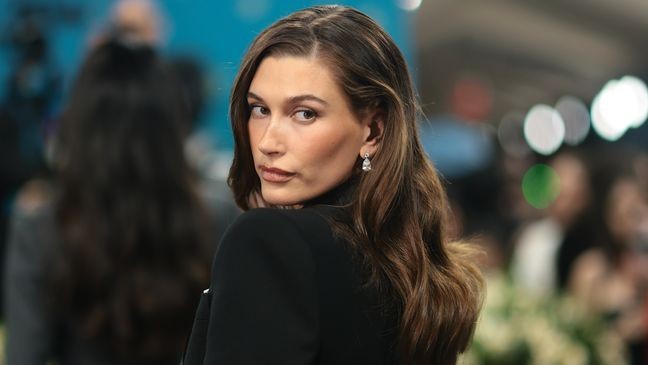 NEW YORK, NEW YORK - MAY 05: Hailey Bieber attends the 2025 Met Gala Celebrating "Superfine: Tailoring Black Style" at Metropolitan Museum of Art on May 05, 2025 in New York City.  (Photo by Dimitrios Kambouris/Getty Images for The Met Museum/Vogue)