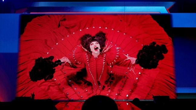 ELMONT, NEW YORK - SEPTEMBER 07: Lady Gaga performs during the 2025 MTV Video Music Awards at UBS Arena on September 07, 2025 in Elmont, New York. (Photo by Mike Coppola/Getty Images for MTV)