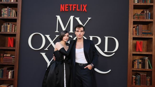(L-R) Sofia Carson and Corey Mylchreest attend Netflix's 'My Oxford Year' Los Angeles Premiere (Credit: Rodin Eckenroth/Getty Images for Netflix)