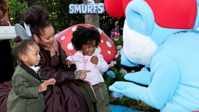 Riot Rose Mayers, Rihanna, and RZA Athelston Mayers attend the Los Angeles Premiere of Paramount Pictures “Smurfs”. (Photo by Amy Sussman/Getty Images)