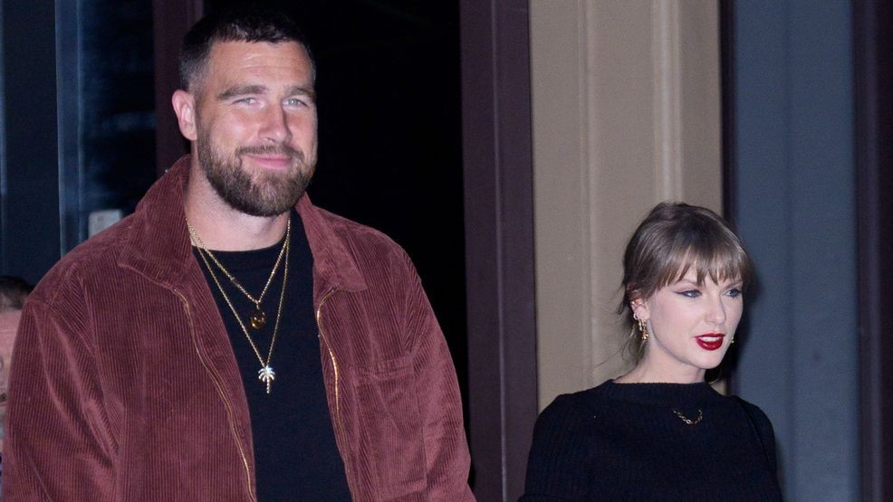 NEW YORK, NY - NOVEMBER 7: Travis Kelce and Taylor Swift are seen on November 7, 2025 in New York City.  (Photo by XNY/Star Max/GC Images)