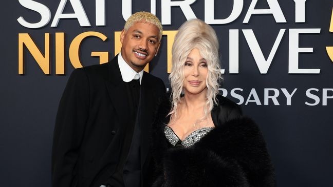 NEW YORK, NEW YORK - FEBRUARY 16: (L-R) Alexander Edwards and Cher attend SNL50: The Anniversary Special on February 16, 2025 in New York City. (Photo by Dimitrios Kambouris/Getty Images)
