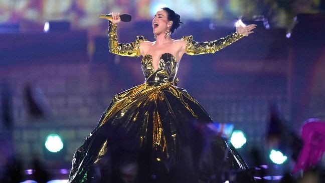 WINDSOR, ENGLAND - MAY 07:   Katy Perry performs during the Coronation Concert in the grounds of Windsor Castle on May 7, 2023 in Windsor, England. The Windsor Castle Concert is part of the celebrations of the Coronation of Charles III and his wife, Camilla, as King and Queen of the United Kingdom of Great Britain and Northern Ireland, and the other Commonwealth realms that took place at Westminster Abbey yesterday. High-profile performers will entertain members of the royal family and 20,000 guests including 10,000 members of the public. (Photo by Yui Mok - WPA Pool/Getty Images)