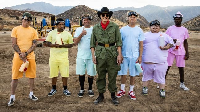Pictured: Steve-O, Jasper, Sean "Poopies" McInerney, Johnny Knoxville, Dave England, Zach Holmes, and Eric Manaka in Jackass Forever from Paramount Pictures and MTV Entertainment Studios.