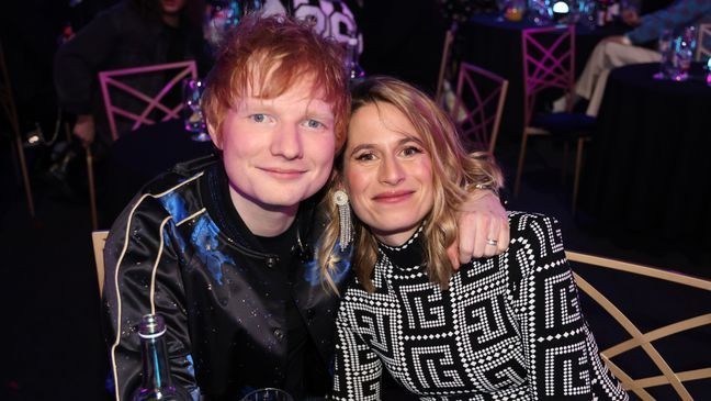 LONDON, ENGLAND - FEBRUARY 08: (EDITORIAL USE ONLY) Ed Sheeran and Cherry Seaborn during The BRIT Awards 2022 at The O2 Arena on February 08, 2022 in London, England. (Photo by JMEnternational/Getty Images)