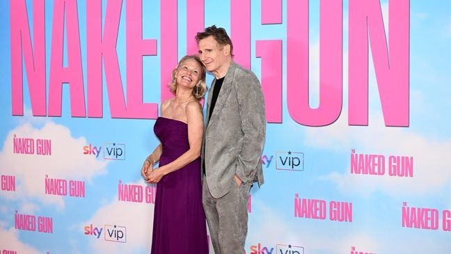 Pamela Anderson and Liam Neeson's red carpet photos have sparked speculation about their relationship status.{&nbsp;} (Photo by Kate Green/Getty Images for Paramount Pictures)