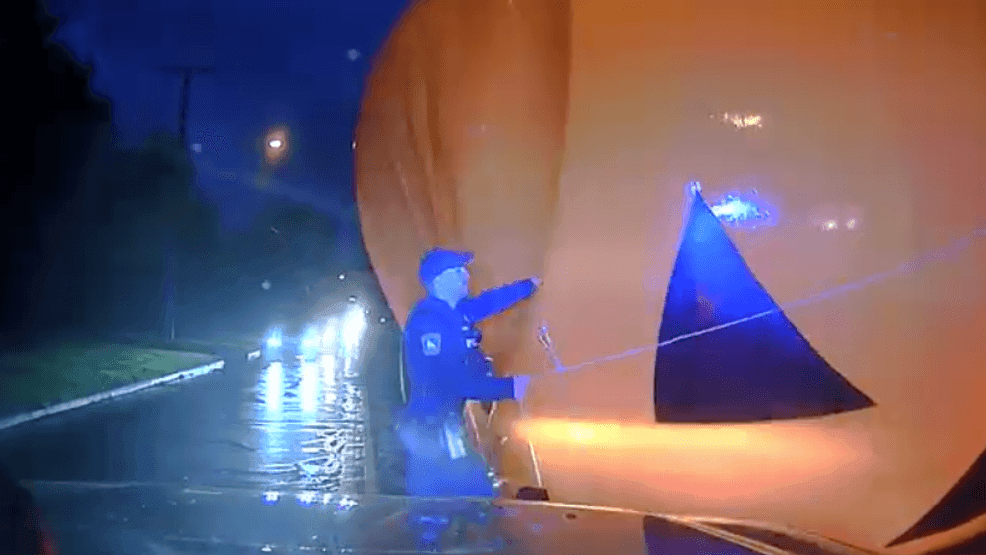 Giant inflatable Halloween display goes rogue in Bay Village, Ohio on Monday, October 14, 2024. (Bay Village Police Department)