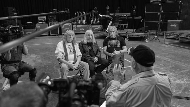 {p}Michael McKean, Harry Shearer, Christopher Guest, and Rob Reiner in Bleecker Street's SPINAL TAP II (Credit: Bleecker Street / Kyle Kaplan){/p}