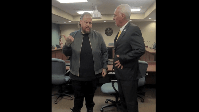 The board issued its nonbinding recommendation unanimously after a hearing that lasted about an hour and 45 minutes with several witnesses, including Nashville Sheriff Daron Hall, advocating for the 40-year-old musician named Jason DeFord. One board member recused themselves from voting. (Photo: Daron Hall via X)