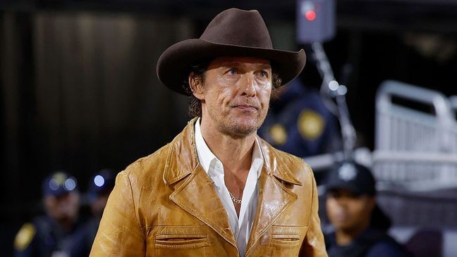 ATHENS, GEORGIA - NOVEMBER 15: Actor Matthew McConaughey looks on before the game between the Georgia Bulldogs and the Texas Longhorns at Sanford Stadium on November 15, 2025 in Athens, Georgia.  (Photo by Todd Kirkland/Getty Images)