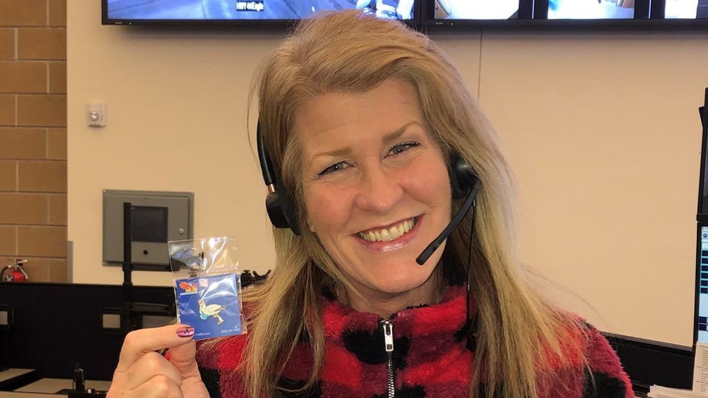 Keema Wilkinson poses for a photo with her "stork pin." (Photo: KBOI)