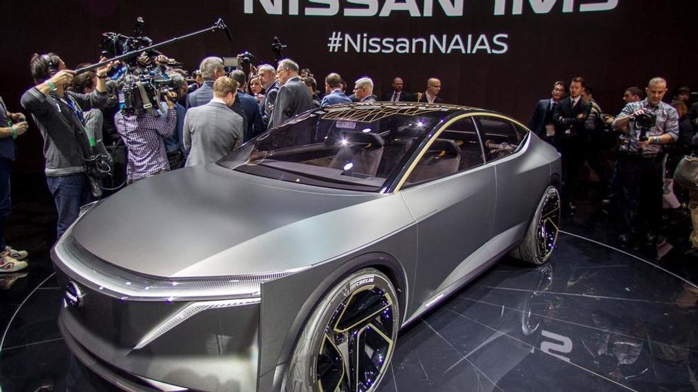 Denis Le Vot, senior vice president and chairman, Nissan North America, introduces the Nissan IMs, a pure electric all-wheel drive concept car with fully autonomous drive capability on January 14, 2019 at the North American International Auto Show in Detroit, Mich. (PHOTO: Nissan)