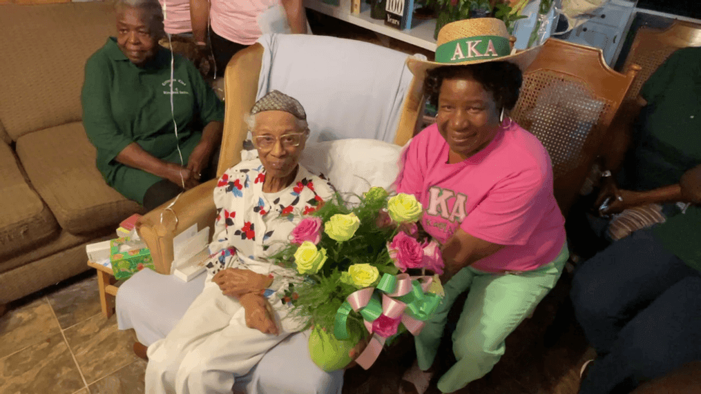 Anne Mallett celebrated her 100th birthday Tuesday with friends, family and her beloved sorority members. (Credit: Tonya Brown/WPDE)