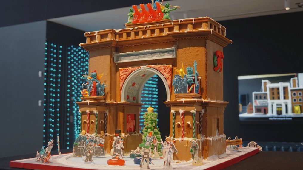 At the Museum of the City of New York’s second annual “Gingerbread NYC: The Great Borough Bake-Off,” landmarks like the Brooklyn Bridge and Yankee Stadium have been reimagined as intricate gingerbread creations. (Photo: Emily Faber, The National Desk)