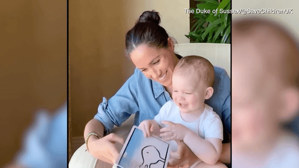 Meghan reads from 'Duck! Rabbit!' to celebrate son Archie's first birthday. (Photo: The Duke of Sussex/@SaveChildrenUK via CNN Newsource){p}{/p}