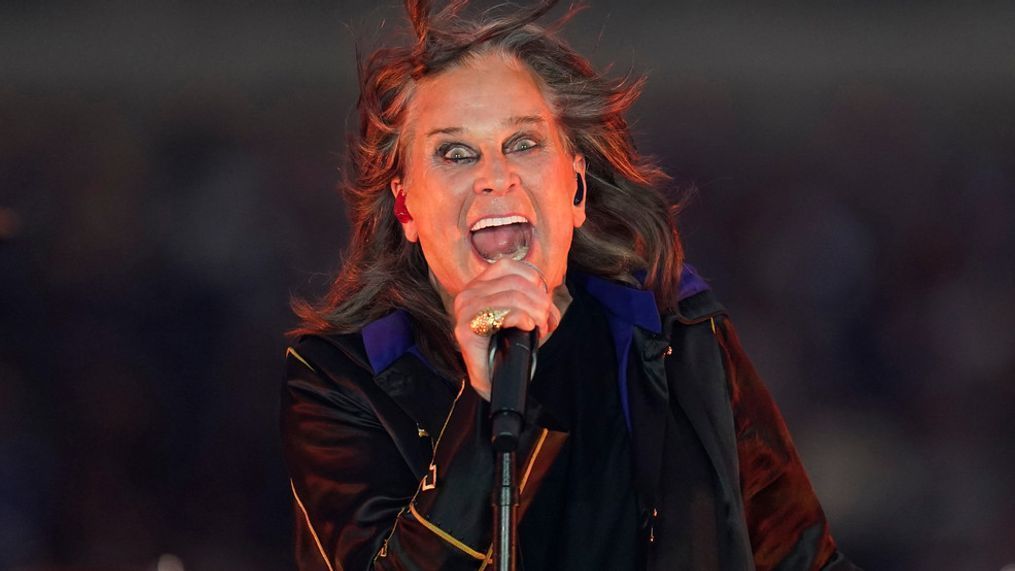 FILE - Singer Ozzy Osbourne performs during halftime of an NFL football game between the Los Angeles Rams and the Buffalo Bills in Inglewood, Calif., on Sept. 8, 2022. (AP Photo/Ashley Landis, File)