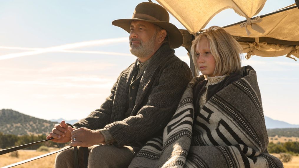 (from left) Captain Jefferson Kyle Kidd (Tom Hanks) and Johanna Leonberger (Helena Zengel) in News of the World, co-written and directed by Paul Greengrass. (Photo: Universal)