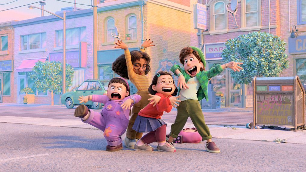 FRIENDS FOREVER – In Disney and Pixar’s all-new original feature film “Turning Red,” 13-year-old Mei Lee, a confident-but-dorky teenager with a tightknit group of friends who are passionate about a boy band called 4-Town. Featuring the voices of Rosalie Chiang, Ava Morse, Maitreyi Ramakrishnan and Hyein Park as Mei, Miriam, Priya and Abby, “Turning Red” will debut exclusively on Disney+ (where Disney+ is available) on March 11, 2022. © 2022 Disney/Pixar. All Rights Reserved.