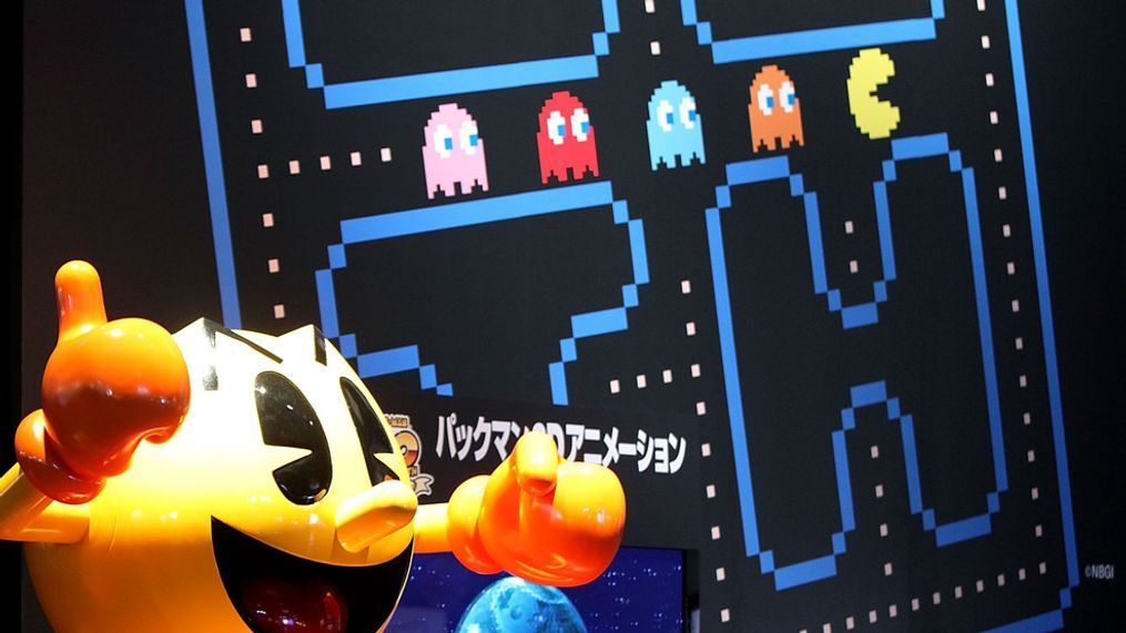 FILE - Visitors watch 3D images of Namco Bandai Games Inc.'s 'Pac-Man' projected on a screen during the Tokyo Game Show 2010 at Makuhari Messe on September 16, 2010 in Chiba, Japan. (Photo by Kiyoshi Ota/Getty Images)