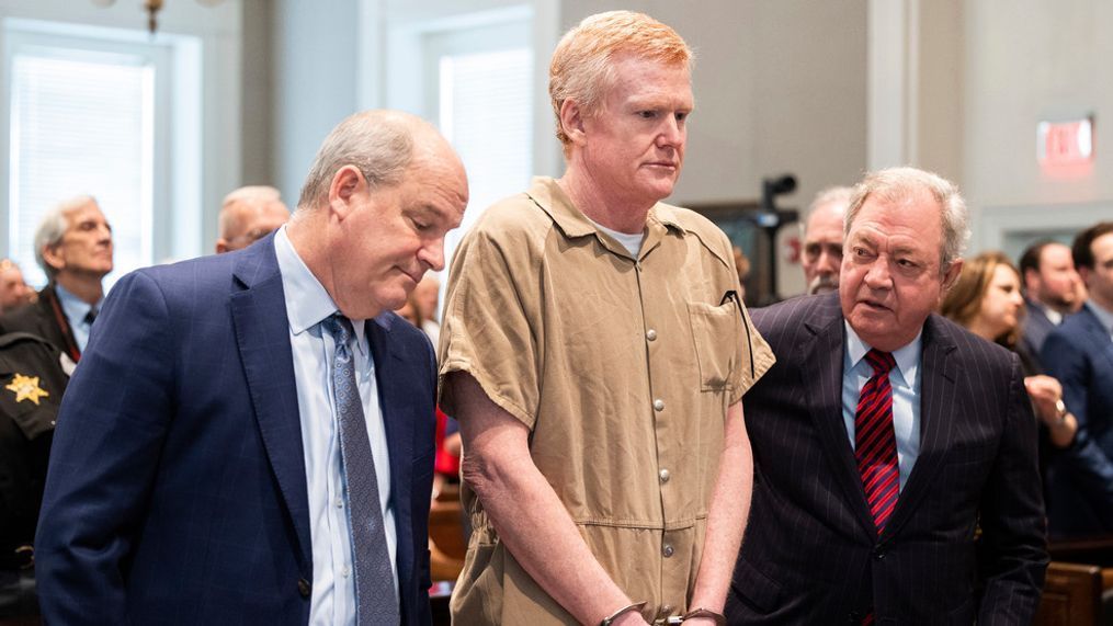 FILE - Alex Murdaugh speaks with his legal team before he is sentenced to two consecutive life sentences for the murder of his wife and son by Judge Clifton Newman at the Colleton County Courthouse on Friday, March 3, 2023 in Walterboro, S.C. (Joshua Boucher/The State via AP, File, Pool)