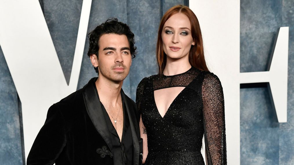 FILE - Joe Jonas, left, and Sophie Turner appear at the Vanity Fair Oscar Party on March 12, 2023, at the Wallis Annenberg Center in Beverly Hills, Calif.{&nbsp;} (Photo by Evan Agostini/Invision/AP, File)