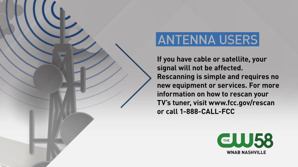 If you watch WNAB Channel 58 (CW58) over-the-air using a digital converter box, with an indoor antenna (also known as "rabbit ears") or an outdoor antenna, you'll soon need to rescan your channel to continue watching.