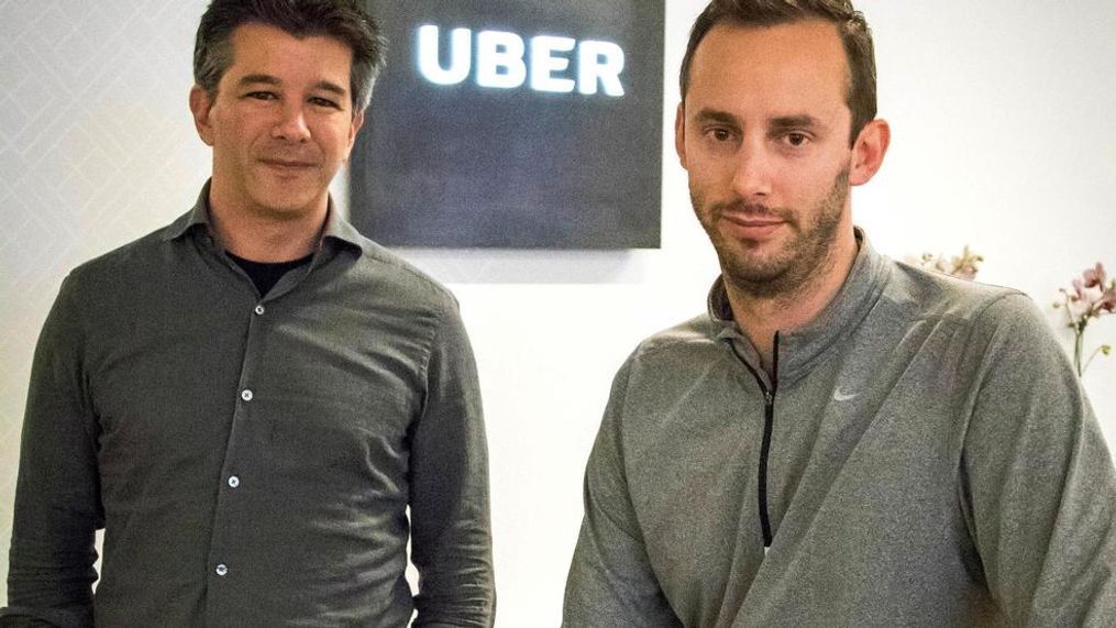 Former Uber CEO Travis Kalanick, left, and Anthony Levandowski, co-founder of Otto. In a court filing on Thursday, June 22, 2017, Uber said it hired Levandowski, a former Google engineer now accused of stealing trade secrets, even though the company knew at the time that he had information that didn't belong to him. Uber hired Levandowski in August 2016 to head Uber's project on self-driving cars, something he worked on at Google. Uber is asserting that Kalanick told Levandowski not to bring the material with him and that Levandowski assured the company that he had destroyed the five discs containing Google information. Uber recently fired Levandowski. (AP Photo/Tony Avelar, File)