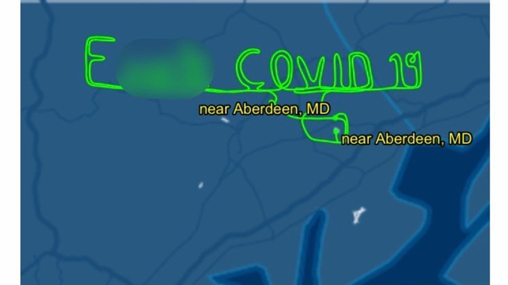 The witty, 194-mile flight path took nearly two hours to complete. The single-engine aircraft is registered to a Baltimore County man. (Photo: FlightAware, flightaware.com)