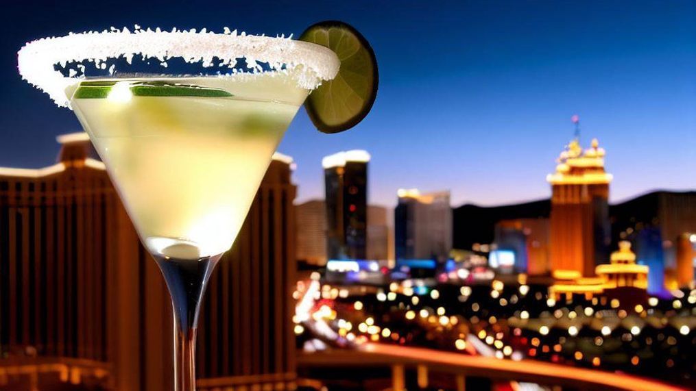 A margarita with the Las Vegas strip in the background. (SBG)