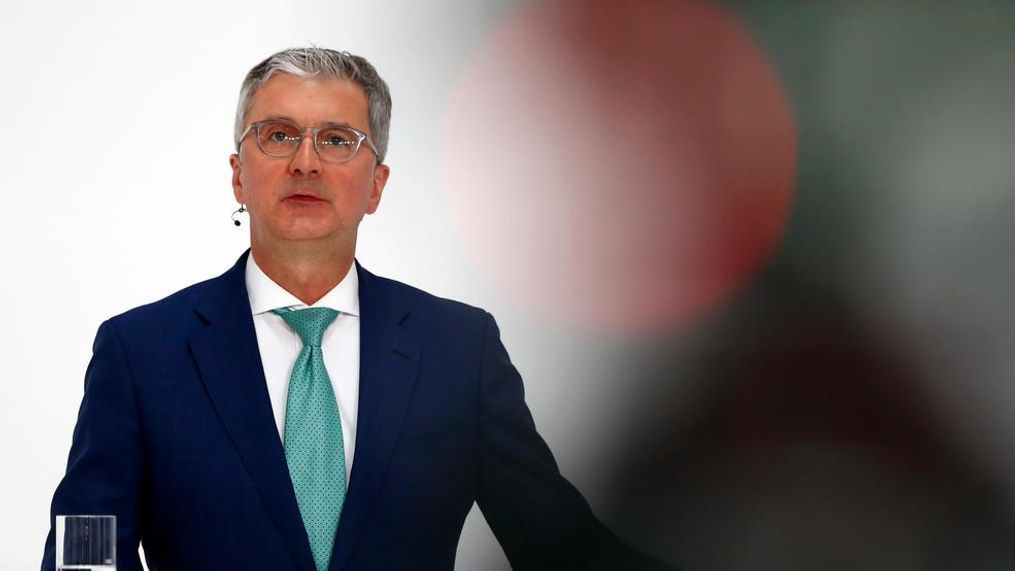 In this Thursday, March 15, 2018 file photo, Rupert Stadler, CEO of German car producer Audi, briefs the media during the annual press conference in Ingolstadt, Germany. German authorities have detained the chief executive of Volkswagen's Audi division, Rupert Stadler, as part of a probe into manipulation of emissions controls. (AP Photo/Matthias Schrader)