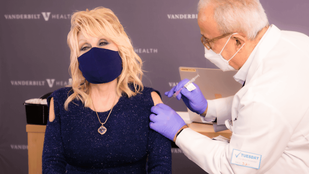 Dolly Parton gets vaccinated for COVID-19 with a 'dose of her own medicine' Photo credit: Dolly Parton's Instagram @DollyParton