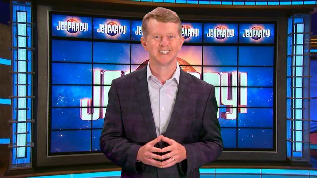 This image released by JEOPARDY! shows Ken Jennings, a 74-time champion the the set of the popular quiz show. (JEOPARDY! via AP)