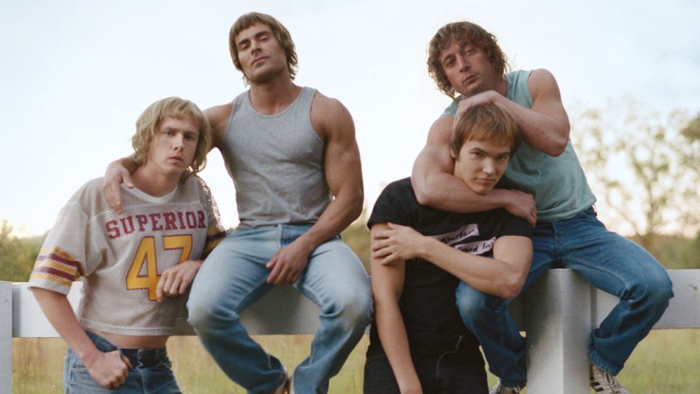 The Iron Claw (L-R) Harris Dickinson, Zac Efron, Stanley Simons, Jeremy Allen White (Photo: Brian Roedel/A24)