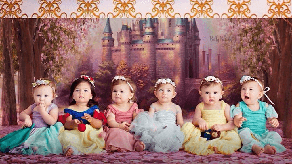 Six Disney princesses reunite for their first birthday. (Karen Marie/Belly Beautiful Portraits via CNN Newsource)